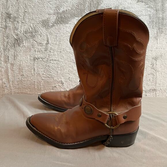 Smokey Mountain Boots Brown Embroidered Leather Boots Girls Size 4 - Picture 2 of 8